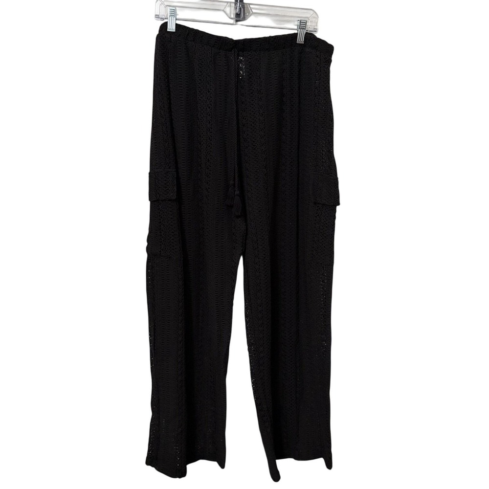 Open Knit Crochet Wide Leg Festival Pants XXL Boho Coastal Beach Hippie Retro